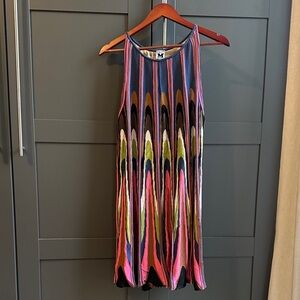 Missoni Blue Knit Tank Dress with Pink & Brown Stripes